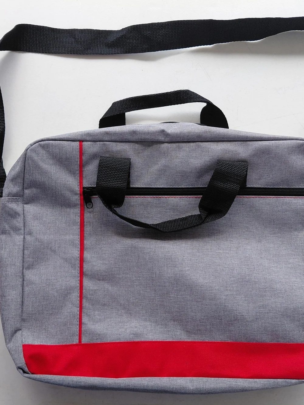 Gray and Red Men’s Laptop Messenger Bag